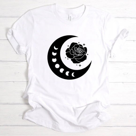 Moon Phases Tshirt | Moon Faces Shirt | Celestial Tshirt | Rose Moon Shirt | - Picture 1 of 1